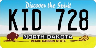 ND license plate KID728