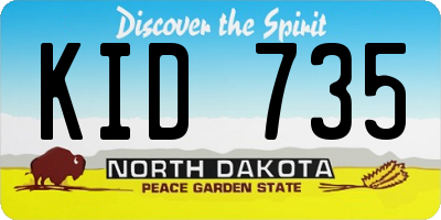 ND license plate KID735