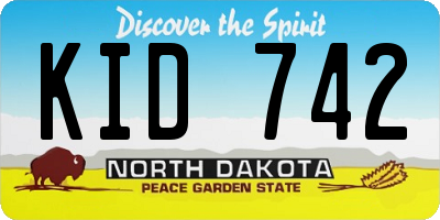 ND license plate KID742