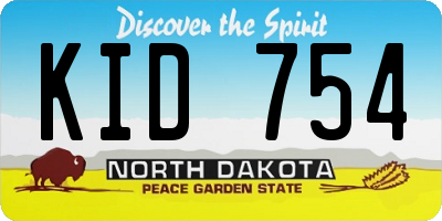 ND license plate KID754