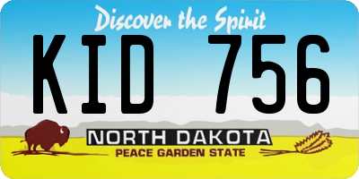ND license plate KID756