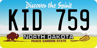 ND license plate KID759