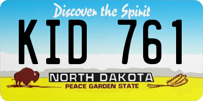 ND license plate KID761