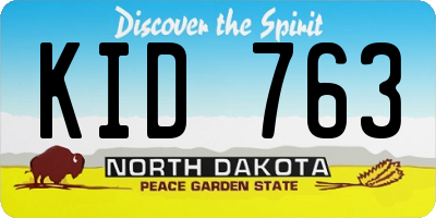 ND license plate KID763