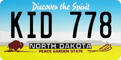 ND license plate KID778