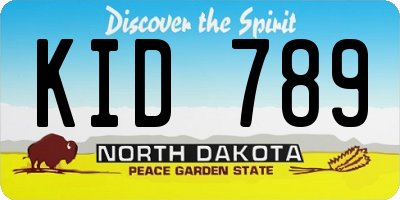 ND license plate KID789