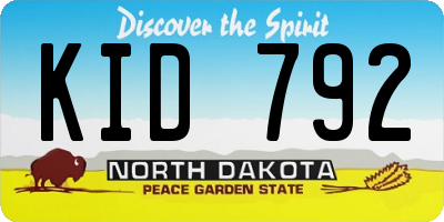 ND license plate KID792
