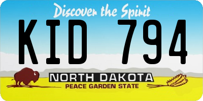 ND license plate KID794