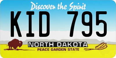 ND license plate KID795