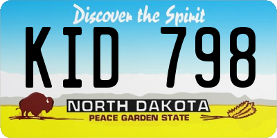 ND license plate KID798