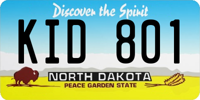 ND license plate KID801