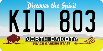 ND license plate KID803