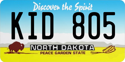 ND license plate KID805