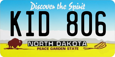 ND license plate KID806
