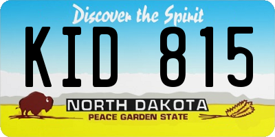 ND license plate KID815