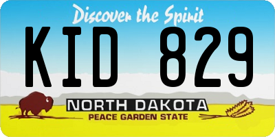 ND license plate KID829