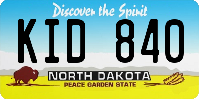 ND license plate KID840