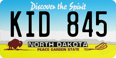 ND license plate KID845