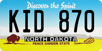 ND license plate KID870