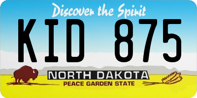 ND license plate KID875
