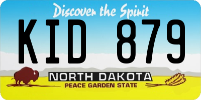 ND license plate KID879