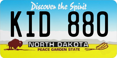 ND license plate KID880