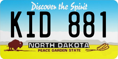 ND license plate KID881