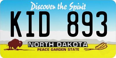 ND license plate KID893