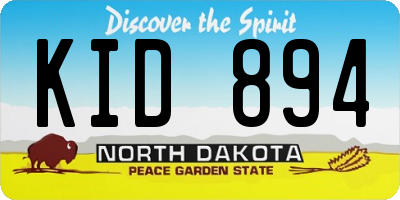 ND license plate KID894