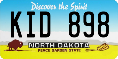 ND license plate KID898