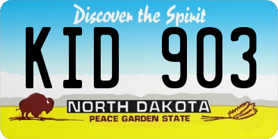 ND license plate KID903