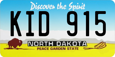 ND license plate KID915