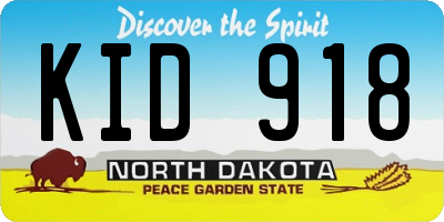 ND license plate KID918