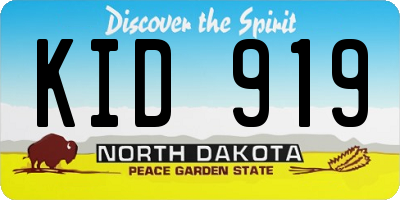 ND license plate KID919
