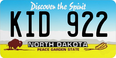 ND license plate KID922