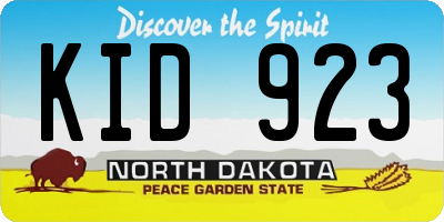 ND license plate KID923