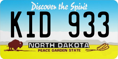 ND license plate KID933