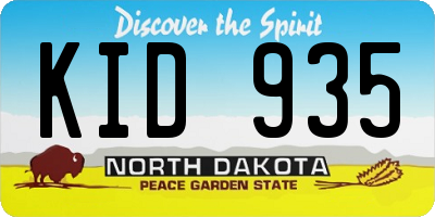 ND license plate KID935
