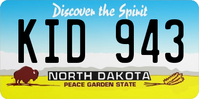 ND license plate KID943