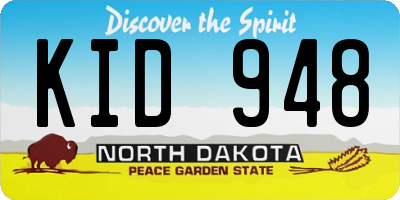 ND license plate KID948