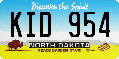 ND license plate KID954