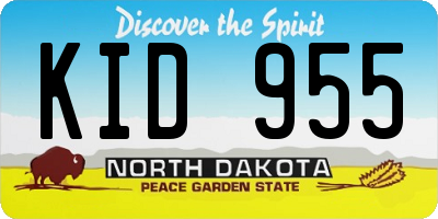 ND license plate KID955