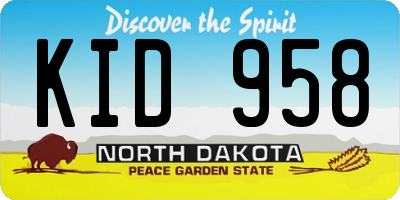 ND license plate KID958