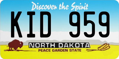 ND license plate KID959