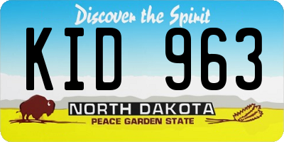 ND license plate KID963