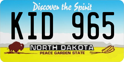 ND license plate KID965