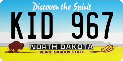 ND license plate KID967