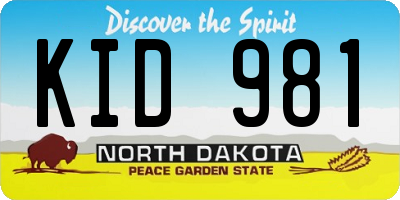 ND license plate KID981