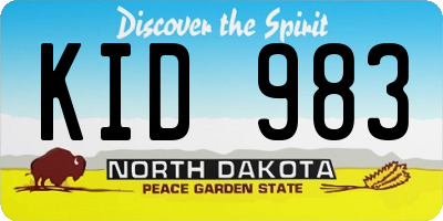 ND license plate KID983
