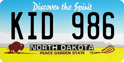 ND license plate KID986